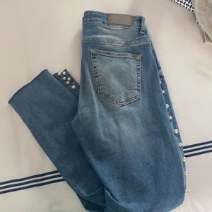 Zara basic denim w pearls